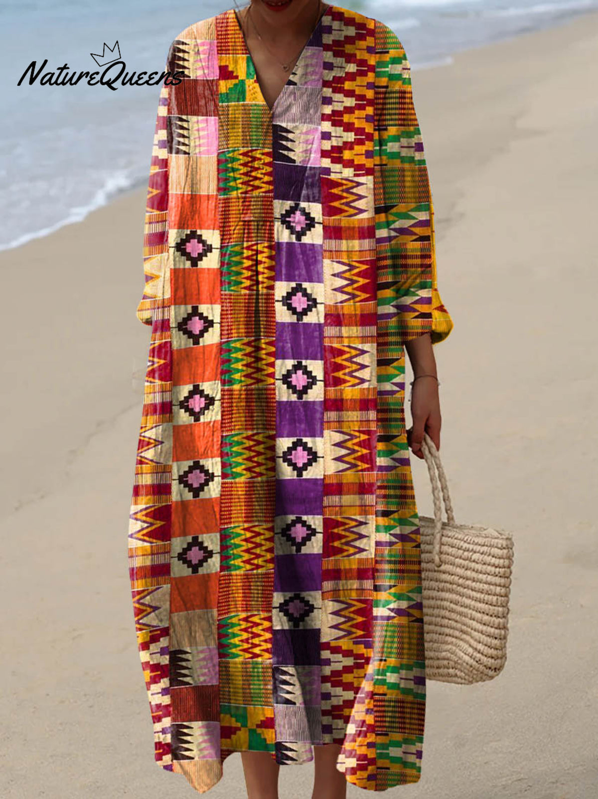 Women's Abstract Geometric Pattern Art Print Cotton Dress