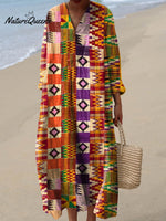 Women's Abstract Geometric Pattern Art Print Cotton Dress