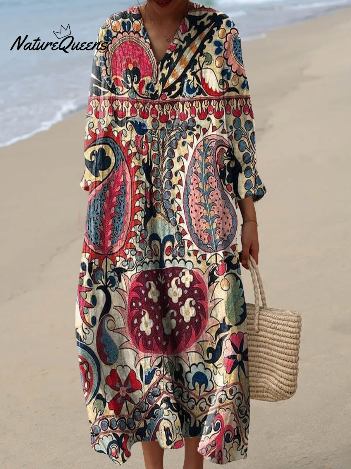 Women's Vintage Ethnic Pattern Art Print Cotton Dress