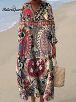 Women's Vintage Ethnic Pattern Art Print Cotton Dress