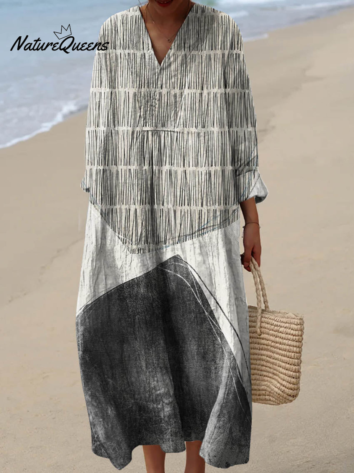 Women's Abstract Pattern Art Print Cotton Dress