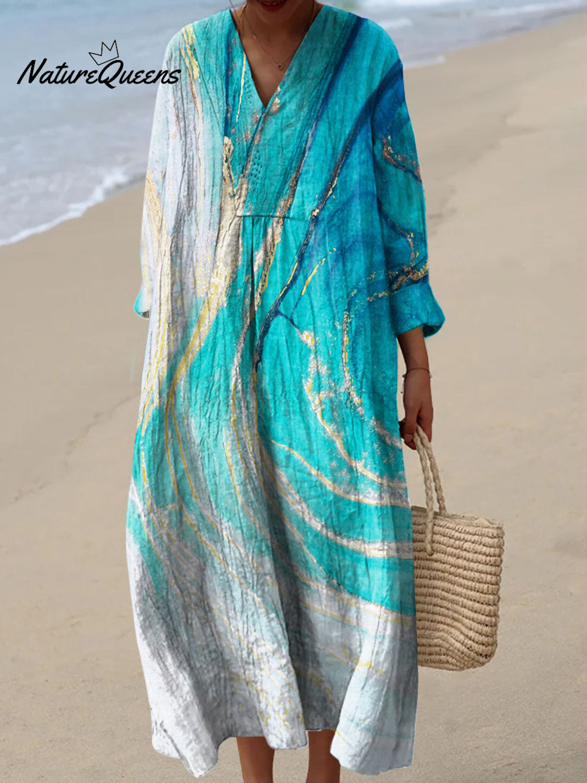 Women's Abstract Pattern Art Print Cotton Dress