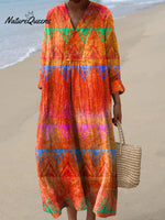 Women's Abstract Geometric Pattern Art Print Cotton Dress