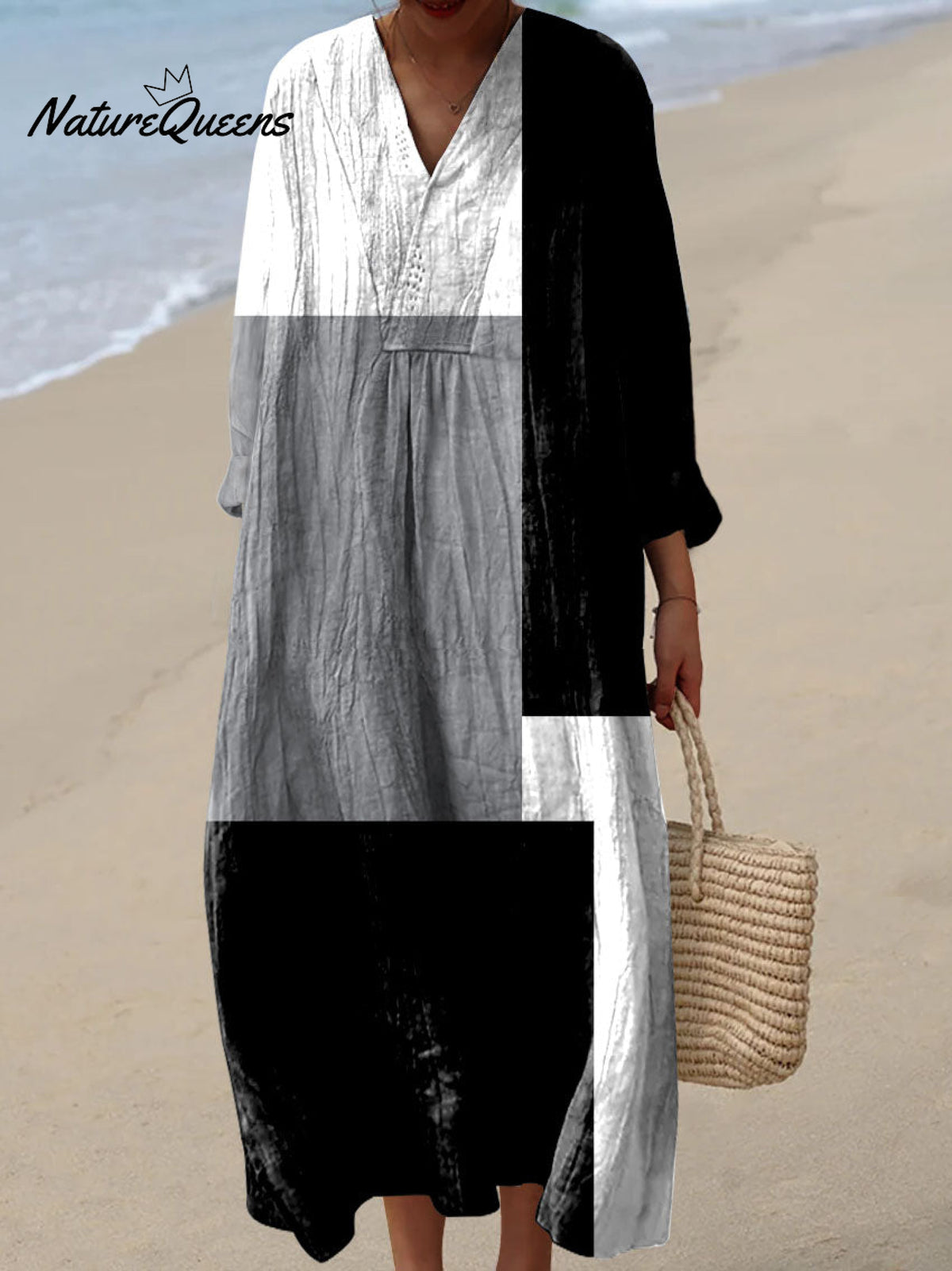 Women's Abstract Geometric Pattern Art Print Cotton Dress