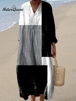 Women's Abstract Geometric Pattern Art Print Cotton Dress