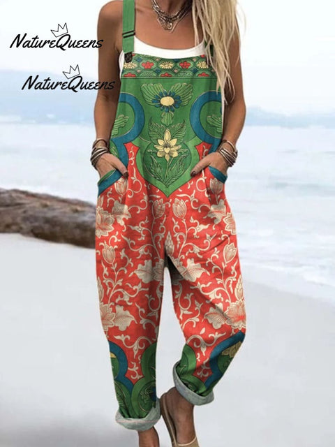 Women's Vintage Lovely Floral Art Print Cotton Dress