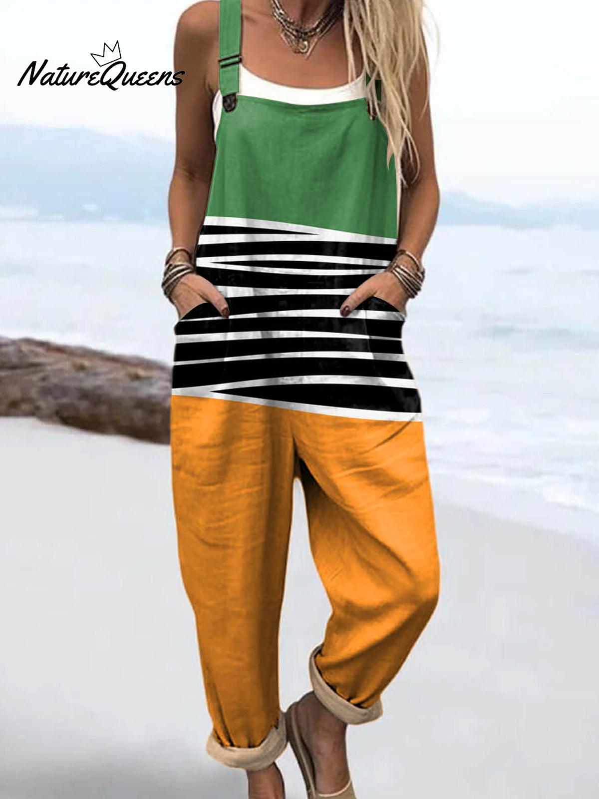 Women's Abstract Pattern Art Print Casual 100% Cotton Wide Leg Jumpsuit