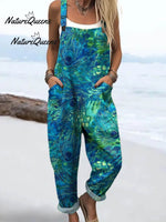 Women's Peacock Feather Pattern Art Print Casual Cotton Linen V-neck Shirt