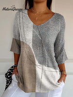 Women's Abstract Geometric Pattern Art Print Casual Knit Pullover