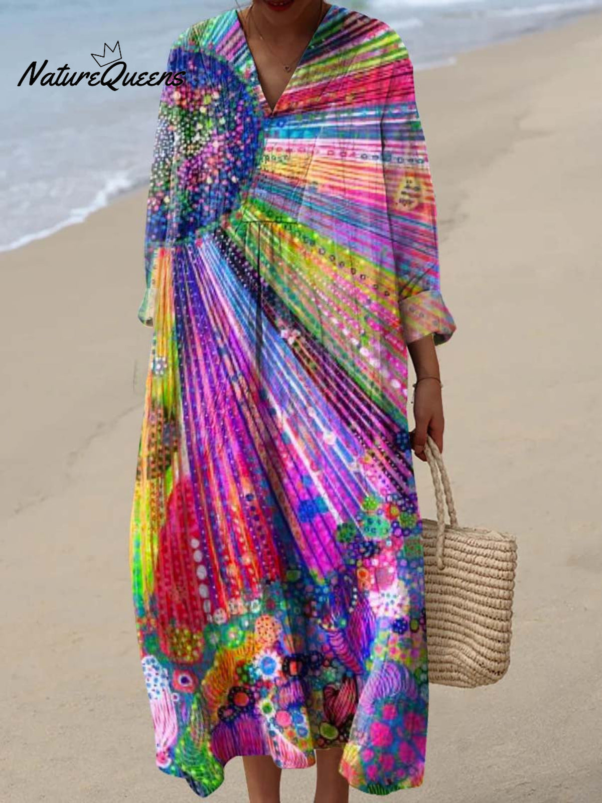 Women's Lovely Floral Pattern Art Print Cotton Dress