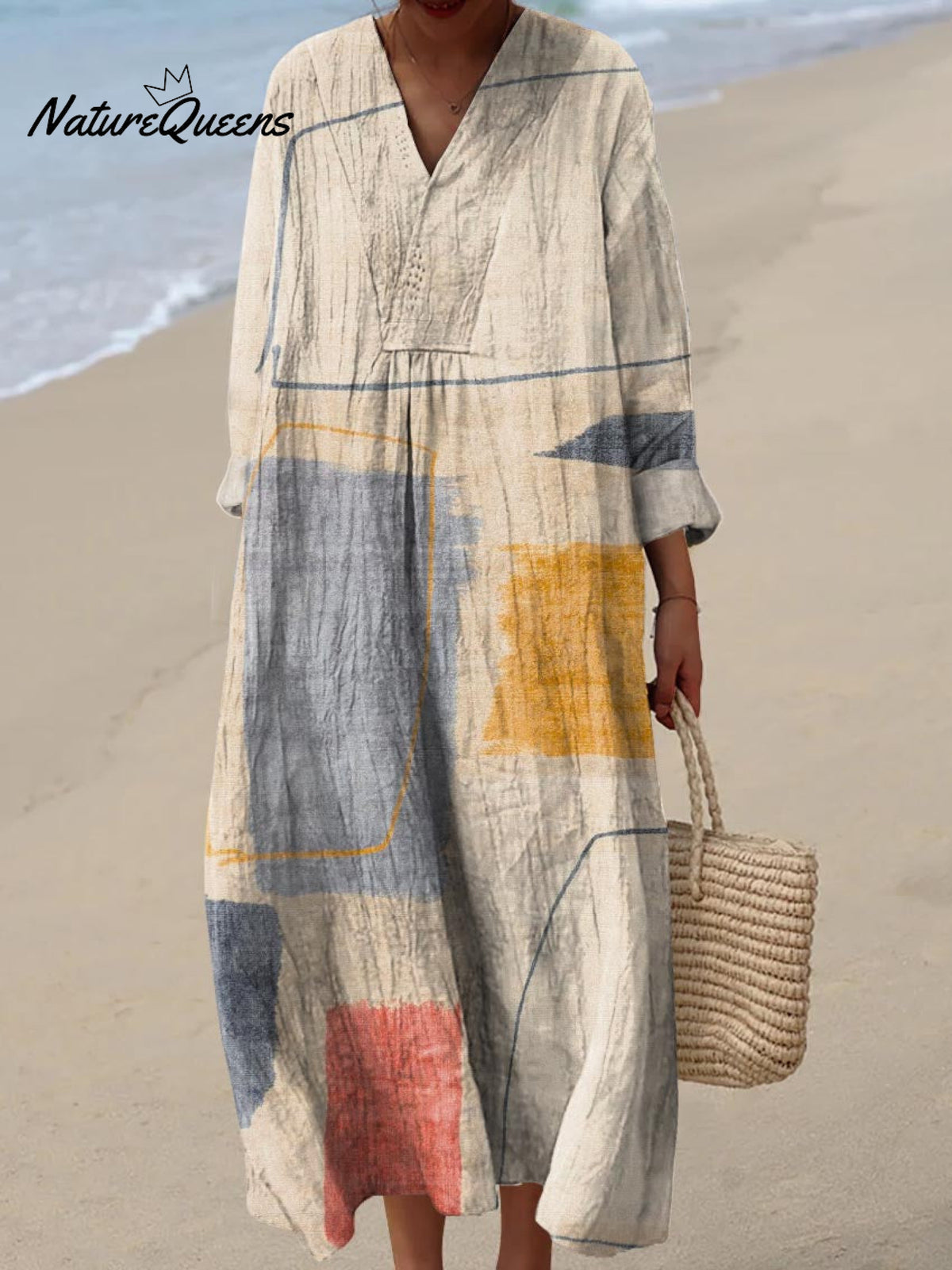 Women's Geometric Pattern Art Print Cotton Dress