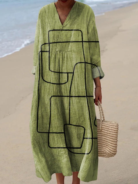 Women's Geometric Pattern Art Print Cotton Dress