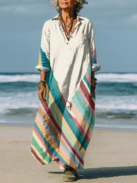 Women's Surfing Pattern Art Print Cotton Dress