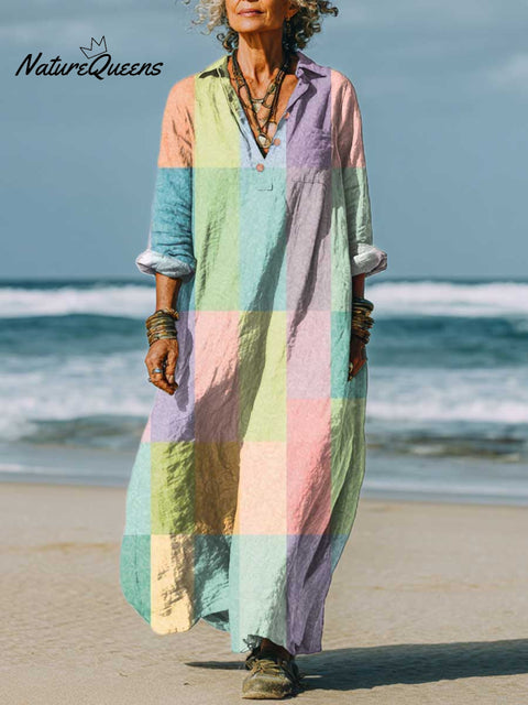 Women's Geometric Pattern Art Print Cotton Dress