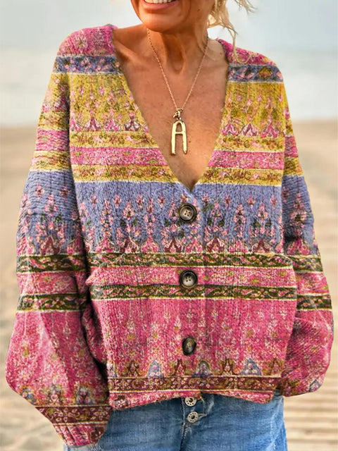 Women's Floral Pattern Art Print Casual Pullover Sweater