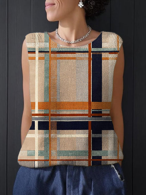 Women's Geometric Pattern Art Print Casual Knitting Top