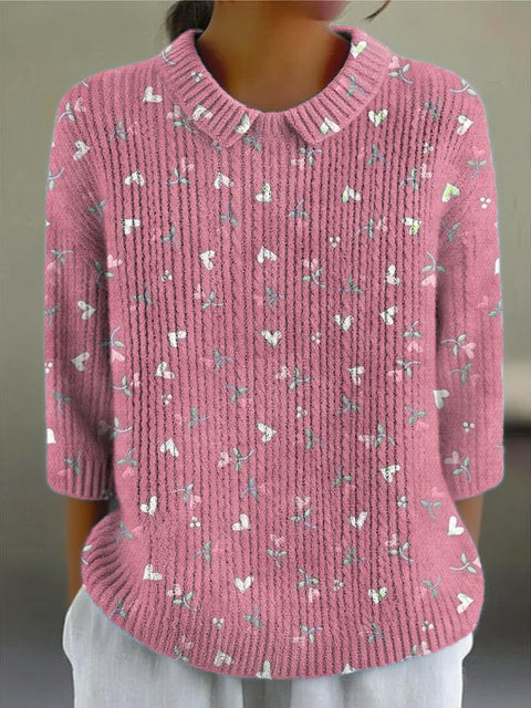 Women's Love Pattern Art Print Casual Pullover Sweater