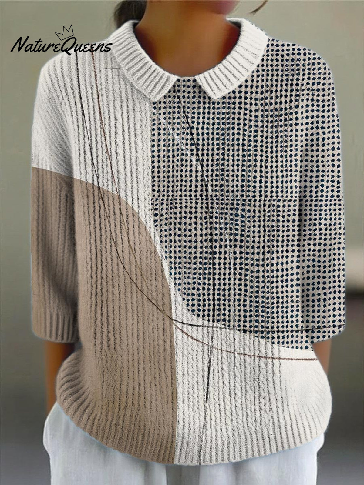 Women's Geometric Pattern Art Print Casual Pullover Sweater