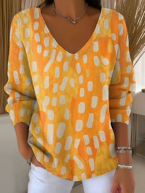 Women's Abstract Pattern Art Print Casual Pullover Sweater
