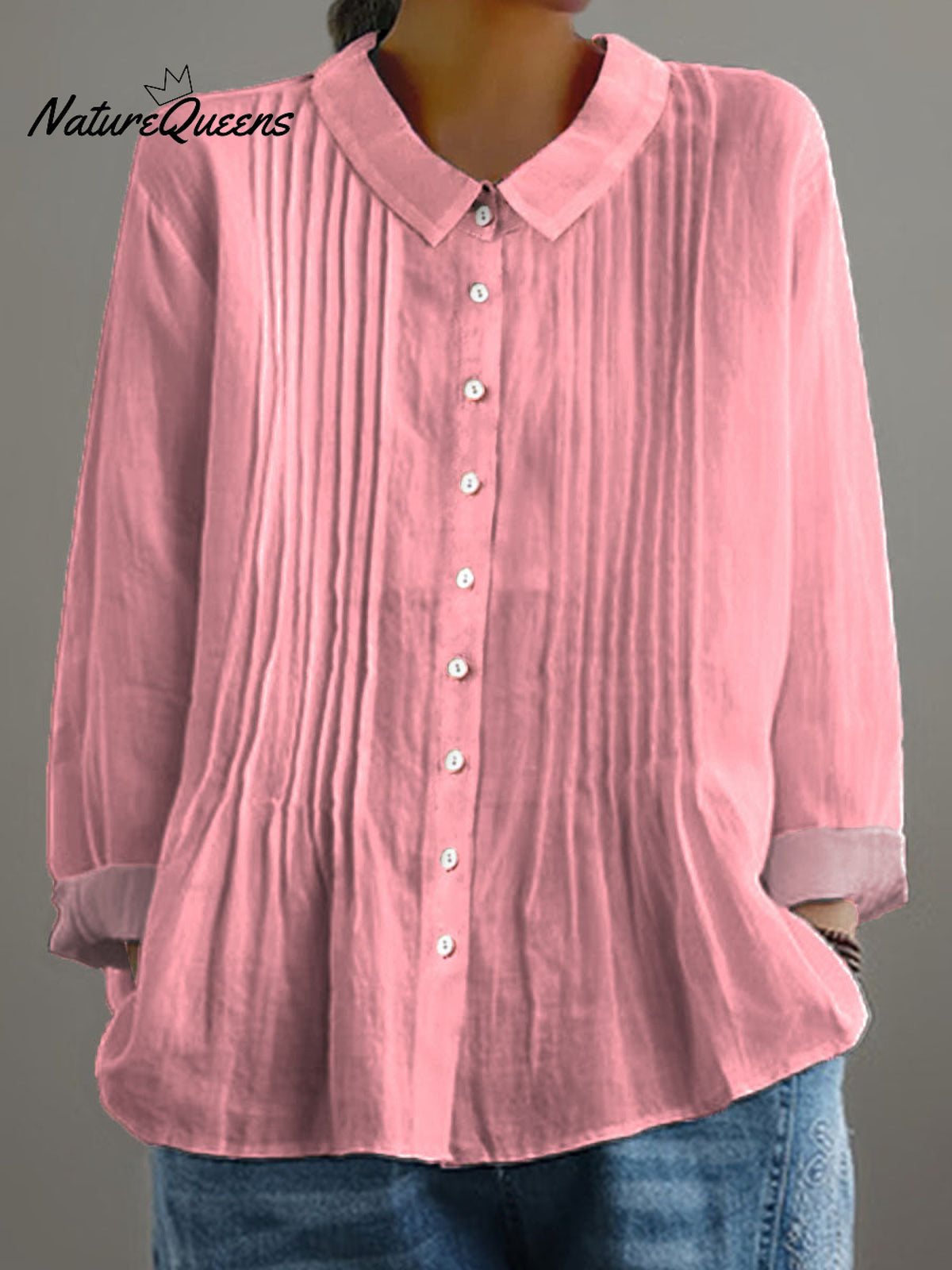 Women's Solid Color Art Casual Cotton And Linen Ruffle Shirt