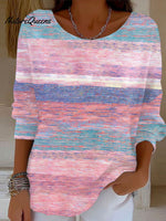 Women's Gradient Pattern Art Print Casual Pullover Sweater