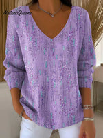 Women's Purple Gradient Pattern Art Print Casual Pullover Sweater