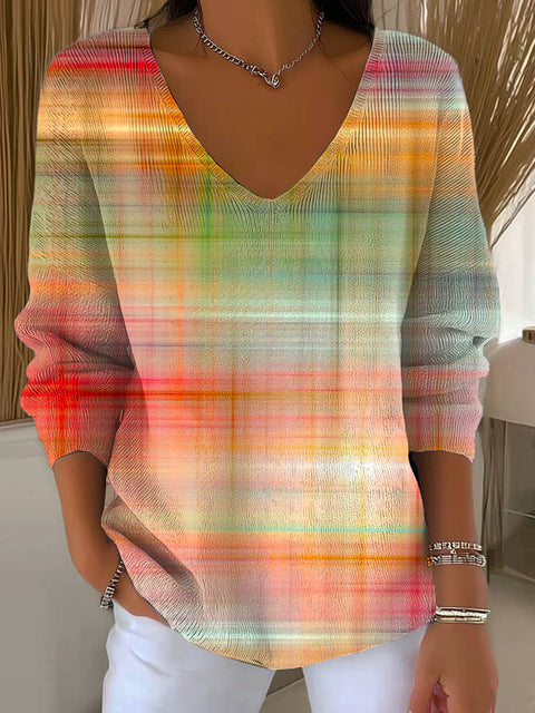Women's Gradient Pattern Art Print Casual Pullover Sweater