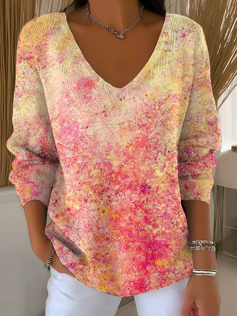 Women's Abstract Pattern Art Print Casual Pullover Sweater
