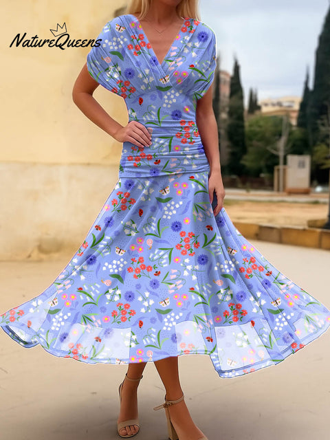 Women's Floral Pattern Art Print Casual Cotton Dress