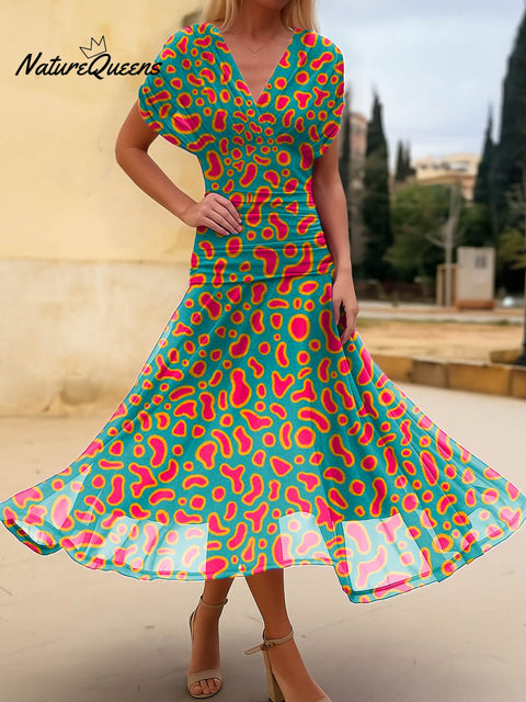 Women's Abstract Pattern Art Print Casual Cotton Dress