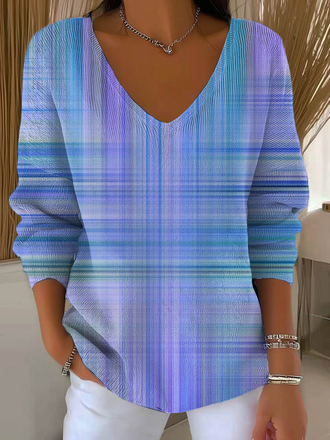Women's Gradient Pattern Art Print Casual Pullover Sweater