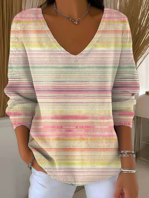 Women's Gradient Pattern Art Print Casual Pullover Sweater