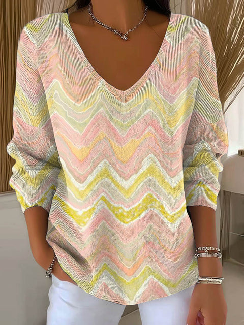 Women's Gradient Pattern Art Print Casual Pullover Sweater