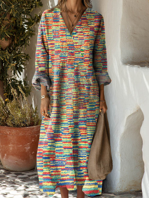 Women's Gradient Pattern Art Print Cotton Dress