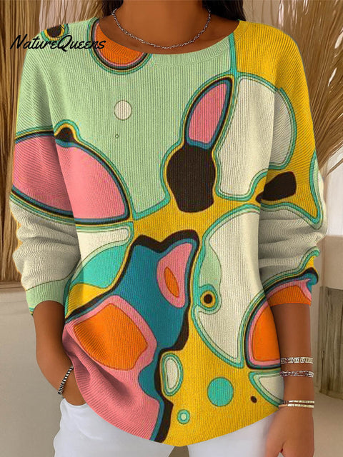 Women's Geometric Pattern Art Print Casual Pullover Sweater