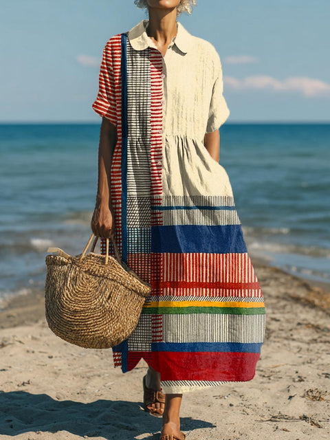 Women's Geometric Pattern Art Print Cotton Dress