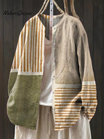 Women's Geometric Pattern Art Print Casual Cotton And Linen Shirt