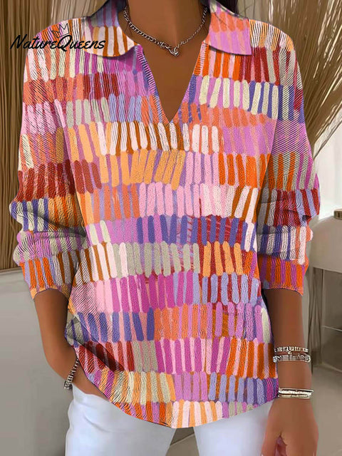 Women's Abstract Pattern Art Printed Casual Sweater