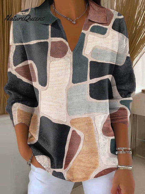 Women's Abstract Pattern Art Printed Casual Sweater