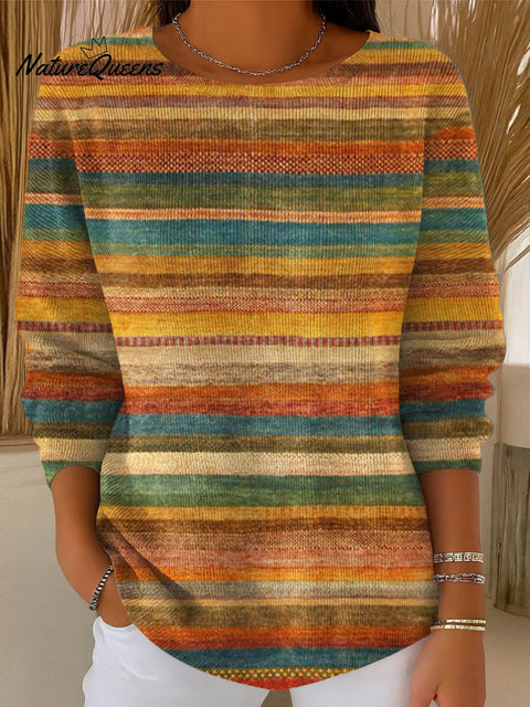 Women's Gradient Pattern Art Print Casual Pullover Sweater