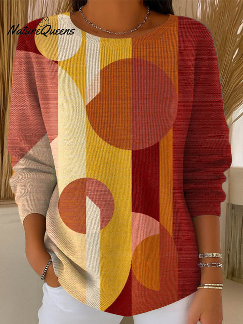 Women's Geometric Pattern Art Print Casual Pullover Sweater