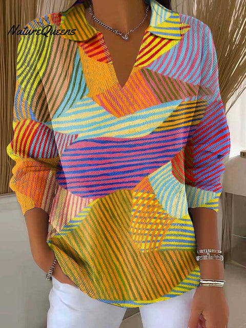 Women's Abstract Pattern Art Printed Casual Sweater