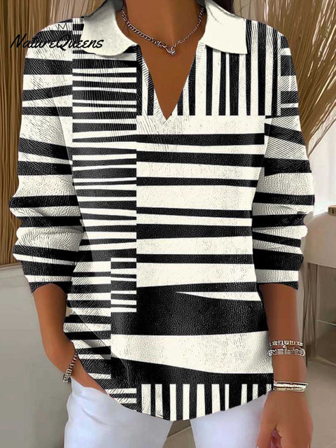 Women's Geometric Pattern Art Printed Casual Sweater
