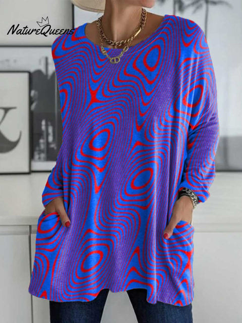 Women's Abstract Pattern Art Print Casual Long Sleeve T-shirt
