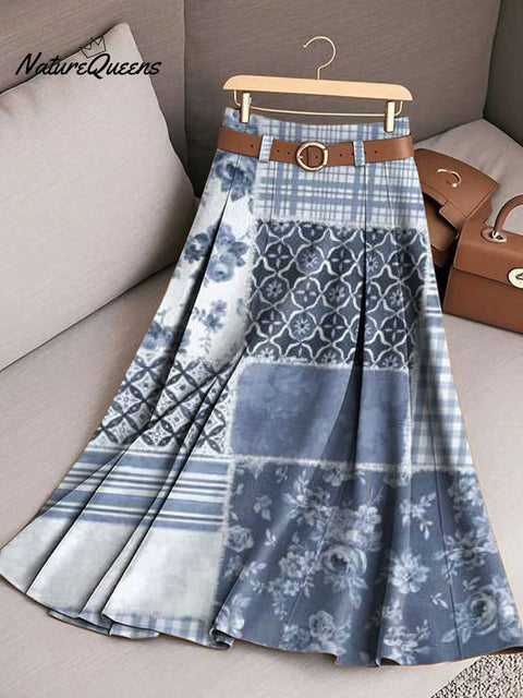 Women's Floral Art Print Casual Cotton Skirt