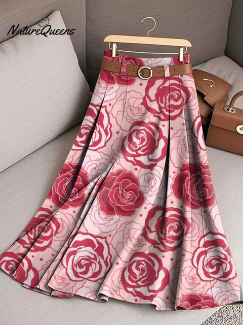Women's Floral Art Print Casual Cotton Skirt