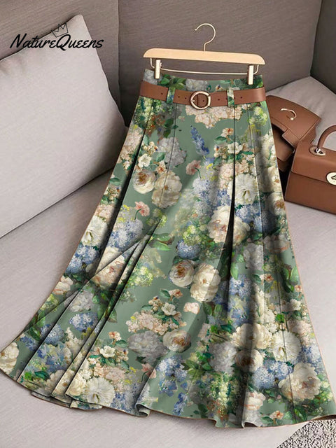 Women's Floral Art Print Casual Cotton Skirt