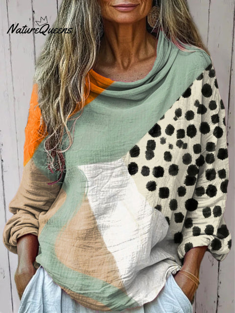 Women's Abstract Pattern Art Print Casual Long Sleeve Comfortable Cotton Shirt
