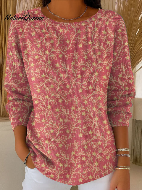 Women's Floral Art Print Casual Pullover Sweater