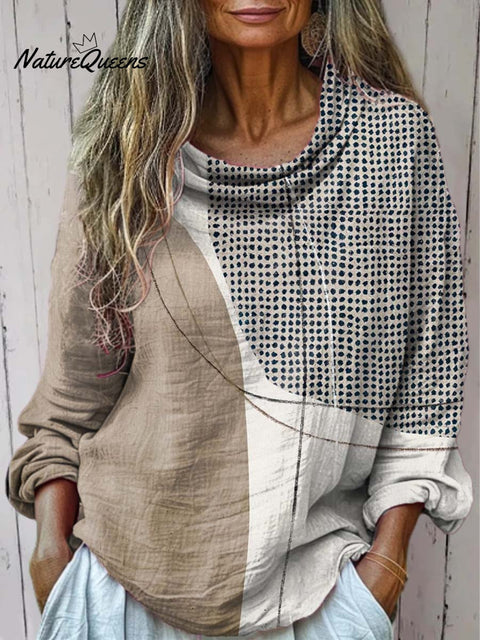 Women's Geometric Pattern Art Print Casual Long Sleeve Comfortable Cotton Shirt